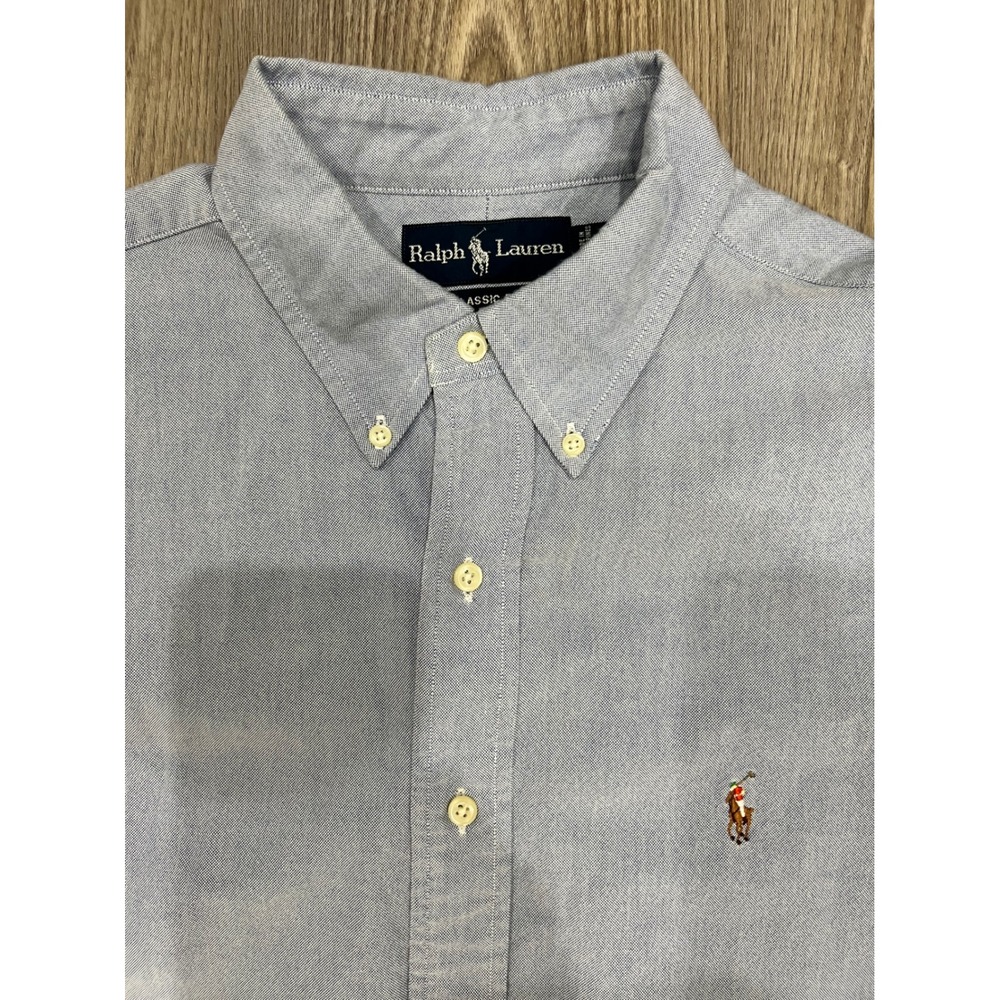 Ralph Lauren Cotton Light Blue Short Sleeve Button-Down Shirt Size L